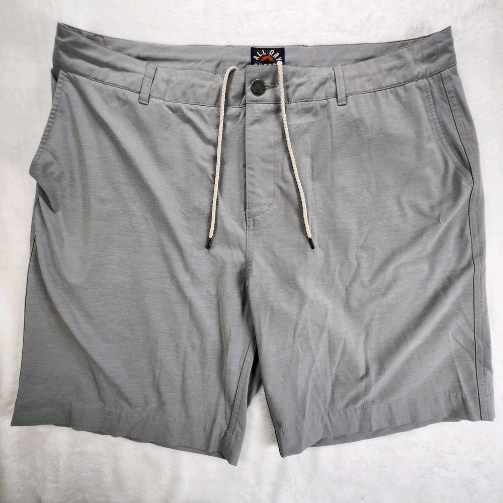 Faherty All Day Short Mens Size 38 9" Inseam Grey Hybrid Performance Flat Front